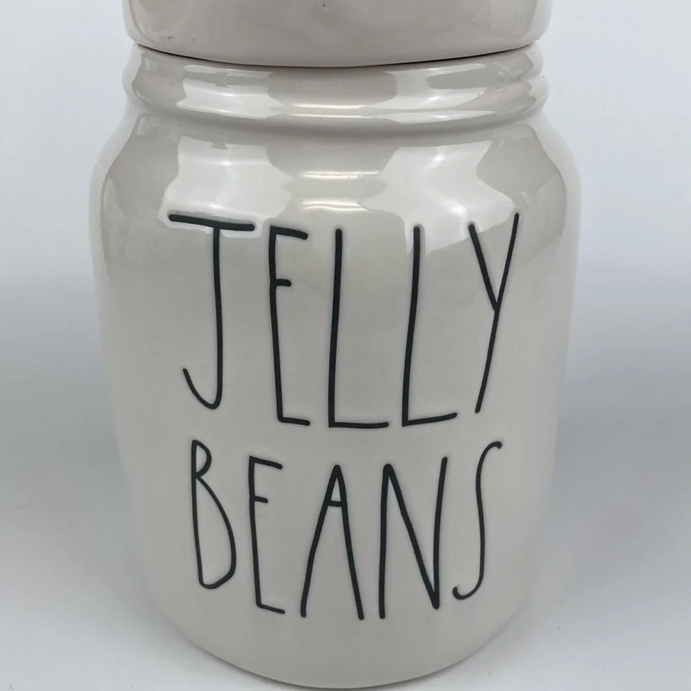 Rae Dunn Artisan Ceramic Jelly Beans Bunny Candy Canister 9.5”